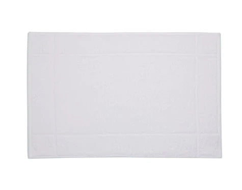 white rectangle towelling bath mat