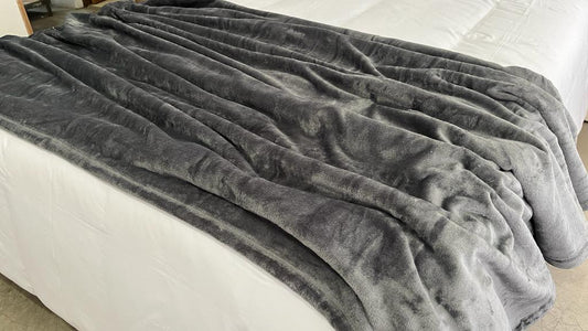 blanket throw dark grey luxe fleece