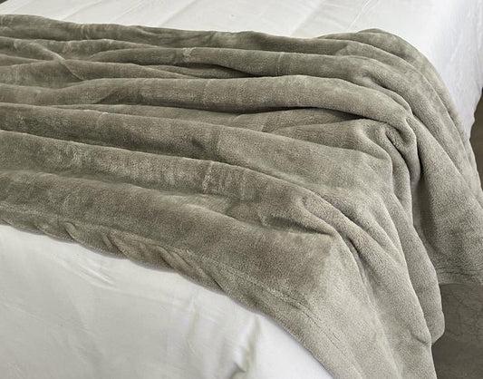blanket throw silver grey luxe fleece